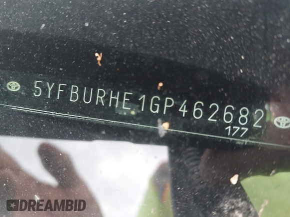 2016 Toyota Corolla L z VIN 5YFBURHE1GP462682, wystawiony jako IAAI lot #42440995 z przebiegiem 105 977 mil mil oraz . Historia ofert i sprzedaży dostępna na DreamBid. Obrazek 9.