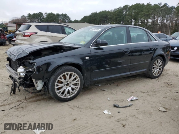 2008 Audi A4 2.0T with VIN WAUDF78E98A166786, listed as a Copart auction lot 84434984 with 182,093 mi miles and Salvage title. Bid and sale history available at DreamBid. Image 1.