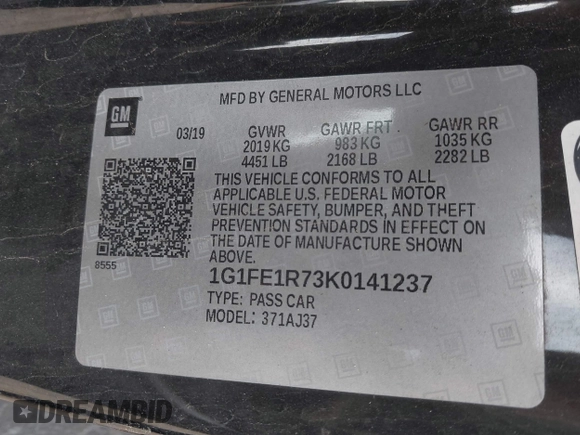 2019 Chevrolet Camaro 1SS z VIN 1G1FE1R73K0141237, wystawiony jako IAAI lot #41550025 z przebiegiem 35 477 mil mil oraz . Historia ofert i sprzedaży dostępna na DreamBid. Obrazek 9.
