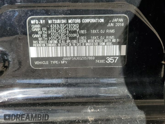 2016 Mitsubishi Outlander Sport 2.0 ES with VIN JA4AP3AU6GZ057869, listed as a Copart auction lot 46245515 with 135,167 mi miles and Salvage Title. Bid and sale history available at carsss.com. Image 16.