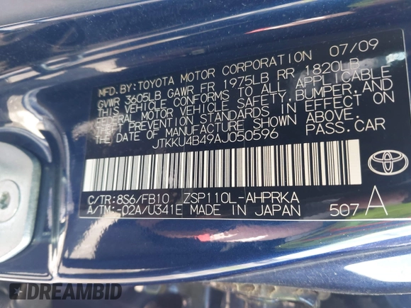 2010 Scion xD with VIN JTKKU4B49AJ050596, listed as a IAAI auction lot 42041359 with 140,417 mi miles and . Bid and sale history available at DreamBid. Image 9.