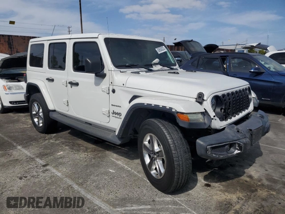 2019 Jeep Wrangler Unlimited Sahara with VIN 1C4HJXEN0KW521751, listed as a Copart auction lot 50650025 with 75,640 mi miles and Salvage Title. Bid and sale history available at DreamBid. Image 4.