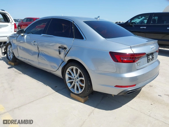 2019 Audi A4 Premium with VIN WAUGMAF40KN002742, listed as a IAAI auction lot 41902534 with 87,165 mi miles. Bid and sale history available at carsss.com. Image 3.