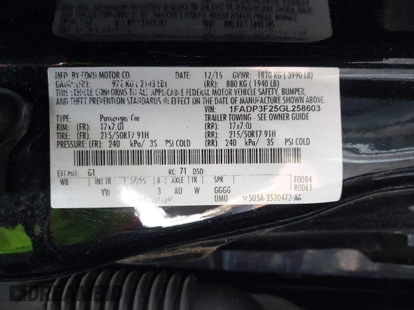 2016 Ford Focus SE with VIN 1FADP3F25GL258603, listed as a IAAI auction lot 42450289 with 73,453 mi miles and . Bid and sale history available at DreamBid. Image 9.