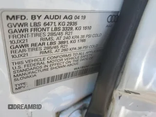 2019 Audi Q8 Premium Plus z VIN WA1BVAF15KD038166, wystawiony jako Copart lot #59090975 z przebiegiem 101 905 mil mil oraz Szkoda całkowita • Salvage title. Historia ofert i sprzedaży dostępna na DreamBid. Obrazek 13.