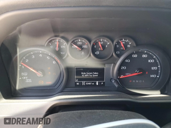 2021 Chevrolet Silverado 1500 Custom with VIN 1GCPYBEK6MZ231063, listed as a Copart auction lot 52195745 with 53,497 mi miles and Salvage Title. Bid and sale history available at DreamBid. Image 9.