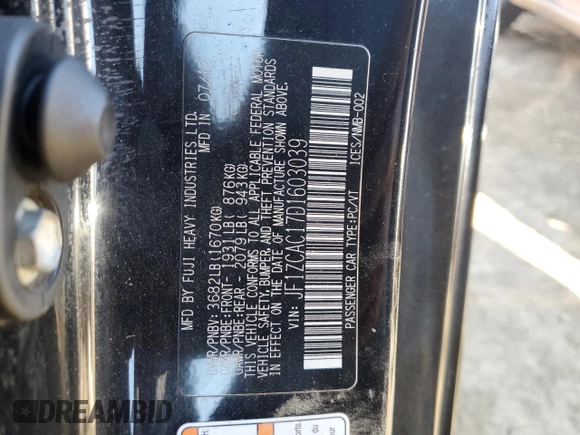 2013 Subaru BRZ Limited with VIN JF1ZCAC17D1603039, listed as a Copart auction lot 88374535 with 122,971 mi miles and Salvage Title. Bid and sale history available at carsss.com. Image 15.