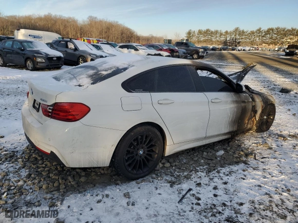 2017 BMW 4 Series 430i with VIN WBA4F7C50HG438324, listed as a Copart auction lot 42317005 with 0 mi miles and Salvage Title. Bid and sale history available at carsss.com. Image 3.