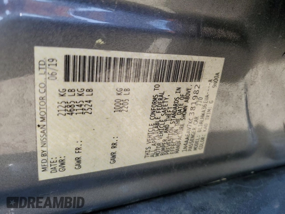 2019 Nissan Maxima Platinum z VIN 1N4AA6AV7KC381982, wystawiony jako Copart lot #49388165 z przebiegiem 70 322 mil mil oraz Szkody całkowita. Historia ofert i sprzedaży dostępna na DreamBid. Obrazek 14.