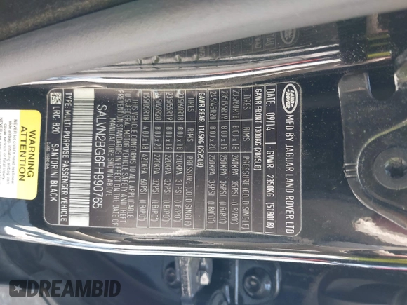 2015 Land Rover Range Rover Evoque Pure с VIN SALVN2BG6FH990765, выставлен на аукционе IAAI как лот 42859612 с пробегом 78 743 миль миль и . История ставок и продаж доступна на DreamBid. Изображение 9.