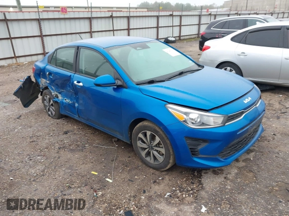 2022 Kia Rio S with VIN 3KPA24AD0NE458613, listed as a IAAI auction lot 41646100 with 106,859 mi miles and . Bid and sale history available at carsss.com. Image 1.