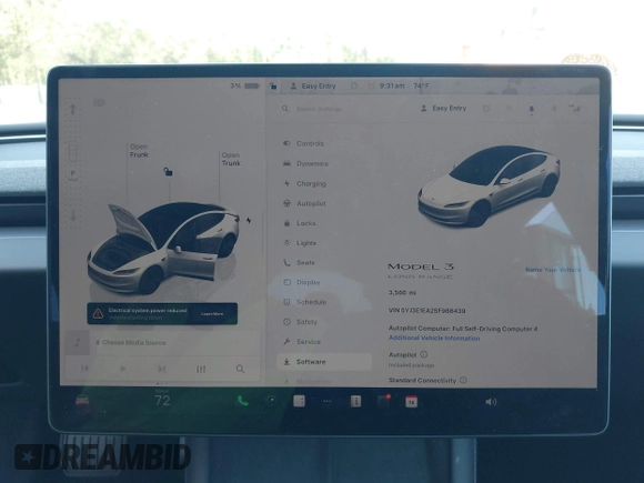 2025 Tesla Model 3 Long Range с VIN 5YJ3E1EA2SF988439, выставлен на аукционе IAAI как лот 42258606 с пробегом 3 566 миль миль и . История ставок и продаж доступна на DreamBid. Изображение 7.