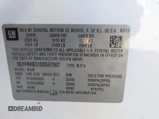 2013 Cadillac SRX Performance Collection with VIN 3GYFNHE31DS597987, listed as a IAAI auction lot 42319058 with 139,670 mi miles and . Bid and sale history available at DreamBid. Image 9.