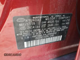 2020 Genesis G70 2.0T with VIN KMTG64LA4LU046602, listed as a Copart auction lot 68561854 with 45,490 mi miles and Salvage Title. Bid and sale history available at carsss.com. Image 15.