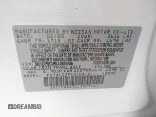 2020 Nissan Kicks SV with VIN 3N1CP5CV9LL500956, listed as a IAAI auction lot 42164189 with 51,678 mi miles and . Bid and sale history available at DreamBid. Image 9.