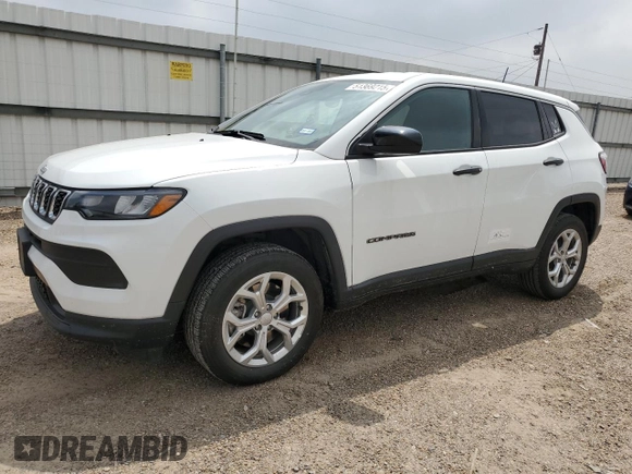 2024 Jeep Compass Sport z VIN 3C4NJDAN6RT163210, wystawiony jako Copart lot #51369215 z przebiegiem 13 575 mil mil oraz Szkoda całkowita • Salvage title. Historia ofert i sprzedaży dostępna na DreamBid. Obrazek 1.