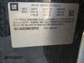 2017 Chevrolet Impala LT with VIN 1G1105S35HU189752, listed as a Copart auction lot 48564305 with 150,469 mi miles and Salvage Title. Bid and sale history available at DreamBid. Image 13.