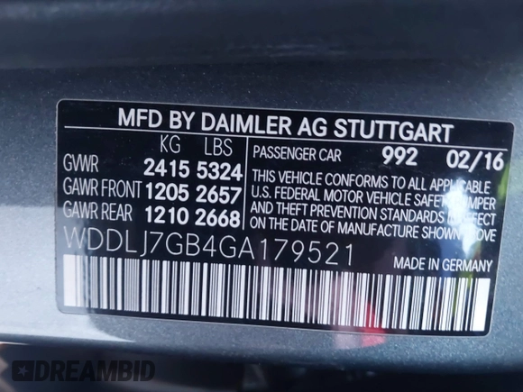 2016 Mercedes-Benz CLS 63 S AMG with VIN WDDLJ7GB4GA179521, listed as a IAAI auction lot 41651130 with 98,036 mi miles and . Bid and sale history available at DreamBid. Image 9.
