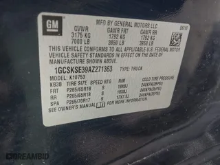 2010 Chevrolet Silverado 1500 LT with VIN 1GCSKSE39AZ271363, listed as a IAAI auction lot 41882454 with 96,210 mi miles. Bid and sale history available at carsss.com. Image 9.