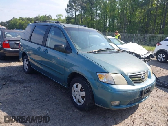 2001 Mazda MPV DX with VIN JM3LW28G610200849, listed as a IAAI auction lot 41974490 with 228,914 mi miles. Bid and sale history available at carsss.com. Image 1.