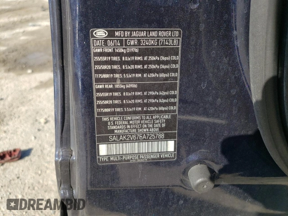2014 Land Rover LR4 Lux with VIN SALAK2V67EA725788, listed as a Copart auction lot 85964994 with 194,311 mi miles and Salvage title. Bid and sale history available at DreamBid. Image 15.