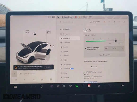 2022 Tesla Model Y Performance with VIN 7SAYGDEF0NF400560, listed as a IAAI auction lot 41783912 with 36,513 mi miles and . Bid and sale history available at DreamBid. Image 17.