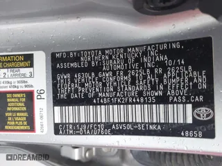 2015 Toyota Camry XLE with VIN 4T4BF1FK2FR448135, listed as a IAAI auction lot 41965092 with 67,367 mi miles. Bid and sale history available at carsss.com. Image 9.