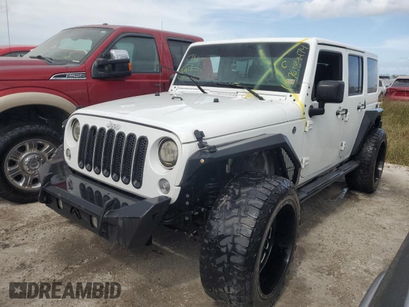 2018 Jeep Wrangler JK Unlimited Sport S with VIN 1C4BJWDG2JL809600, listed as a Copart auction lot 76384474 with 0 mi miles and Non Repairable. Bid and sale history available at carsss.com. Image 1.