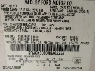 2017 Ford Flex Limited with VIN 2FMGK5D83HBA03356, listed as a Copart auction lot 68469384 with 190,725 mi miles and Salvage Title. Bid and sale history available at carsss.com. Image 14.