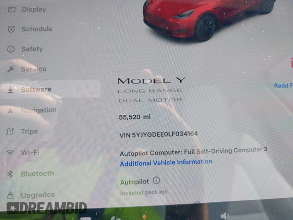 2020 Tesla Model Y Long Range z VIN 5YJYGDEE0LF034164, wystawiony jako IAAI lot #42080304 z przebiegiem 55 520 mil mil oraz . Historia ofert i sprzedaży dostępna na DreamBid. Obrazek 16.