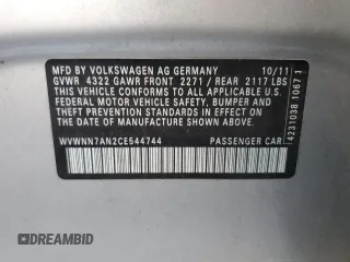 2012 Volkswagen CC Sport with VIN WVWNN7AN2CE544744, listed as a Copart auction lot 79081034 with 201,695 mi miles and Salvage Title. Bid and sale history available at carsss.com. Image 12.