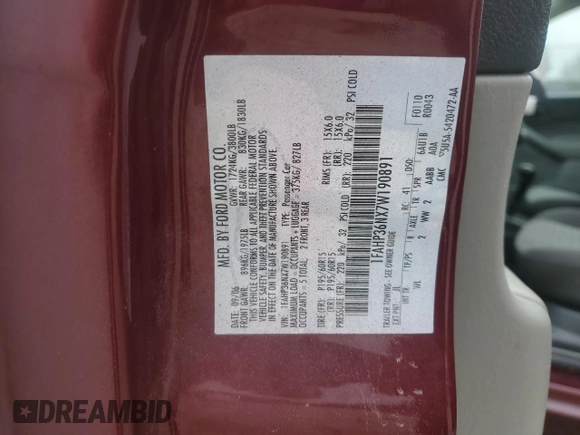 2007 Ford Focus SE с VIN 1FAHP36NX7W190891, выставлен на аукционе Copart как лот 43779755 с пробегом 92 254 миль миль и Списание • Salvage title. История ставок и продаж доступна на DreamBid. Изображение 14.