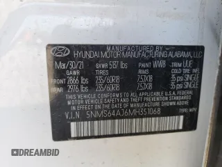 2021 Hyundai Santa Fe SEL z VIN 5NMS64AJ6MH351068, wystawiony jako Copart lot #52595535 z przebiegiem 46 092 mil mil oraz Szkoda całkowita • Salvage title. Historia ofert i sprzedaży dostępna na DreamBid. Obrazek 15.