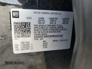 2023 Chevrolet Tahoe Premier z VIN 1GNSCSKD3PR543190, wystawiony jako Copart lot #80420224 z przebiegiem 9 999 mil mil oraz Szkoda całkowita • Salvage title. Historia ofert i sprzedaży dostępna na DreamBid. Obrazek 16.
