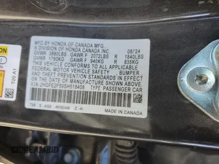 2025 Honda Civic Sedan Sport with VIN 2HGFE2F59SH518408, listed as a Copart auction lot 42613145 with 4,353 mi miles and Salvage Title. Bid and sale history available at carsss.com. Image 12.