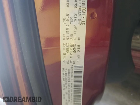 2017 Dodge Grand Caravan SE with VIN 2C4RDGBG3HR602181, listed as a Copart auction lot 52139305 with 91,172 mi miles and Non Repairable. Bid and sale history available at DreamBid. Image 13.