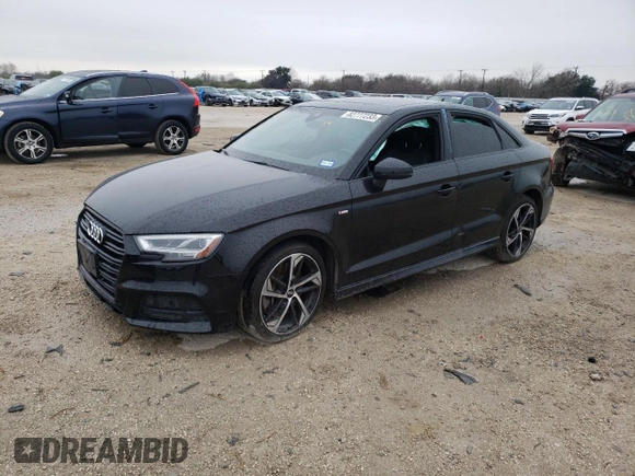 2020 Audi A3 Sedan S line Premium Plus with VIN WAUJEGFF3LA104892, listed as a Copart auction lot 82777233 with 83,297 mi miles. Bid and sale history available at carsss.com. Image 1.