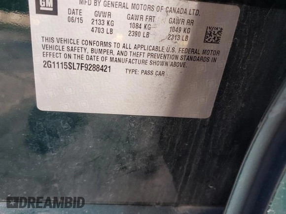 2015 Chevrolet Impala LT with VIN 2G1115SL7F9288421, listed as a Copart auction lot 73748494 with 265,287 mi miles and Salvage Title. Bid and sale history available at DreamBid. Image 13.