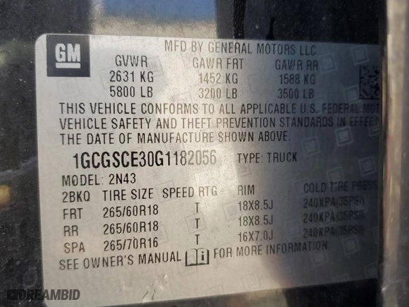 2016 Chevrolet Colorado 2WD LT with VIN 1GCGSCE30G1182056, listed as a Copart auction lot 45288345 with 132,168 mi miles and Salvage Title. Bid and sale history available at carsss.com. Image 12.