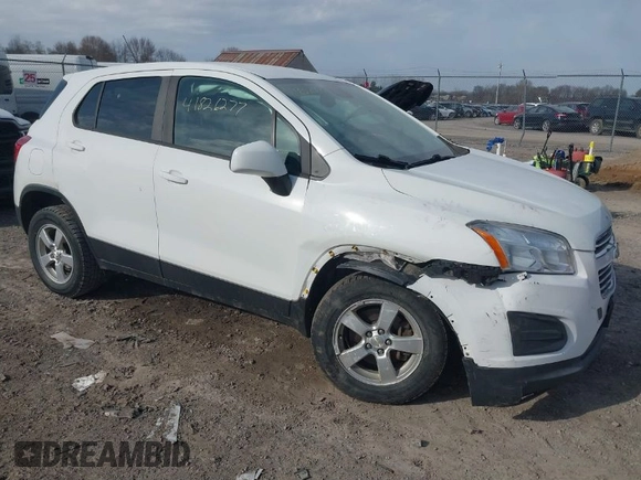 2016 Chevrolet Trax LS with VIN KL7CJNSB3GB762062, listed as a IAAI auction lot 41826277 with 115,235 mi miles. Bid and sale history available at carsss.com. Image 1.