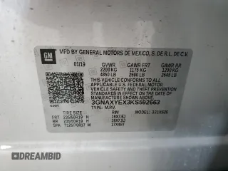 2019 Chevrolet Equinox Premier z VIN 3GNAXYEX3KS592663, wystawiony jako Copart lot #59635385 z przebiegiem 70 575 mil mil oraz Szkoda całkowita • Salvage title. Historia ofert i sprzedaży dostępna na DreamBid. Obrazek 14.