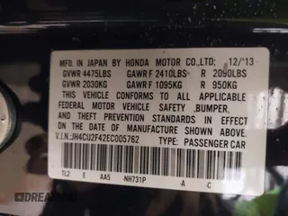 2014 Acura TSX with VIN JH4CU2F42EC005762, listed as a IAAI auction lot 41318591 with 142,934 mi miles and . Bid and sale history available at DreamBid. Image 9.