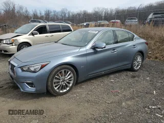 2020 Infiniti Q50 Luxe z VIN JN1EV7AR8LM253449, wystawiony jako Copart lot #46604195 z przebiegiem 44 309 mil mil oraz Szkoda całkowita • Salvage title. Historia ofert i sprzedaży dostępna na DreamBid. Obrazek 1.