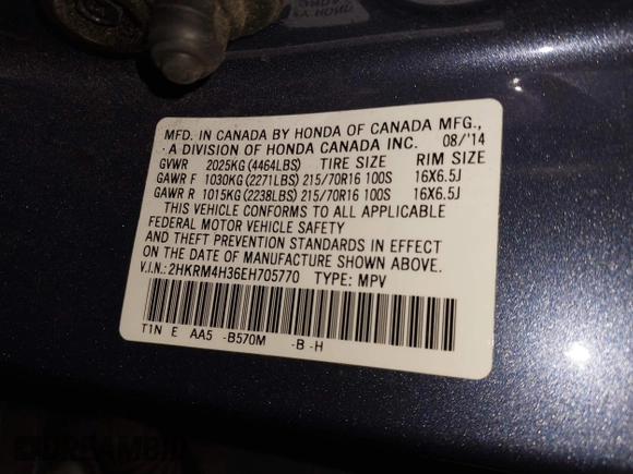 2014 Honda CR-V LX with VIN 2HKRM4H36EH705770, listed as a IAAI auction lot 41646051 with 120,719 mi miles. Bid and sale history available at carsss.com. Image 9.