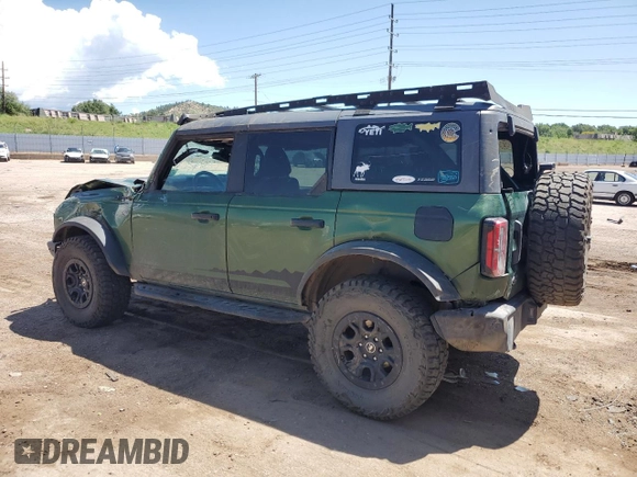 2022 Ford Bronco с VIN 1FMEE5DP0NLA72491, выставлен на аукционе Copart как лот 62482815 с пробегом 80 184 миль миль и Списание • Salvage title. История ставок и продаж доступна на DreamBid. Изображение 2.