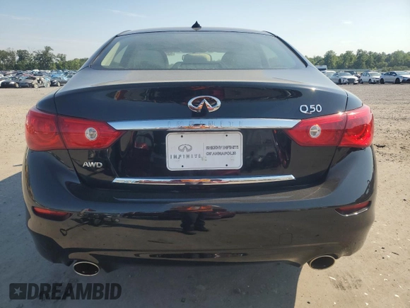 2015 Infiniti Q50 Premium with VIN JN1BV7AR7FM407060, listed as a Copart auction lot 63503495 with 81,897 mi miles and Clean title. Bid and sale history available at DreamBid. Image 6.