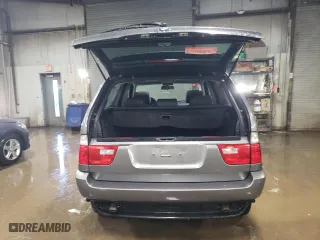 2005 BMW X5 3.0i with VIN 5UXFA13515LY23724, listed as a Copart auction lot 47836155 with 146,836 mi miles and Salvage Title. Bid and sale history available at carsss.com. Image 6.
