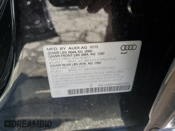2014 Audi SQ5 Premium Plus z VIN WA1CGAFP3EA052852, wystawiony jako Copart lot #49169825 z przebiegiem 239 543 mil mil oraz Szkoda całkowita • Salvage title. Historia ofert i sprzedaży dostępna na DreamBid. Obrazek 14.