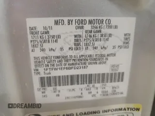 2011 Ford F-150 XL with VIN 1FTFW1EF6BFD23187, listed as a Copart auction lot 42460935 with 233,683 mi miles and Clean Title. Bid and sale history available at carsss.com. Image 12.