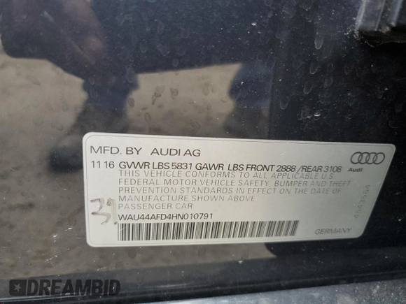 2017 Audi A8 with VIN WAU44AFD4HN010791, listed as a Copart auction lot 78886844 with 133,870 mi miles and Salvage Title. Bid and sale history available at DreamBid. Image 13.